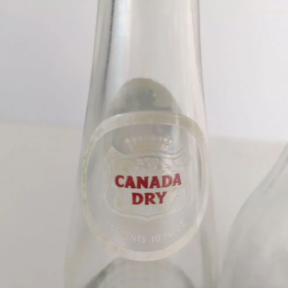 Set 3 Vtg 1960s Canada Dry‎ ACL Glass Bottles 7oz Club Soda 12oz 10oz Ginger Ale